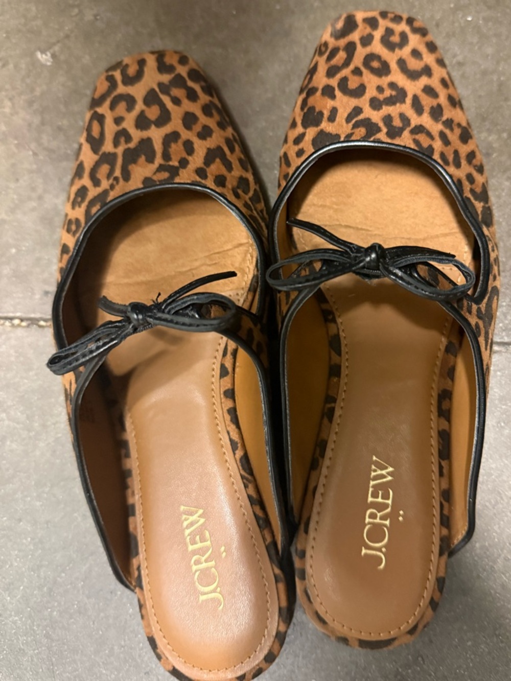 J. Crew Factory Leopard Print Slip-On Mules with Black Trim - Picture 3 of 4